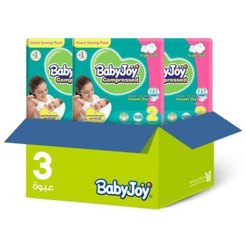Baby Joy Baby Diapers Value Pack 2 (108 pieces * 3 packs) | Value Box