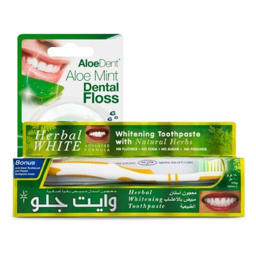 WHITE GLO TOOTHPASTE + ALOEDENT DENTAL FLOSS