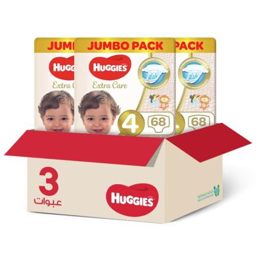Huggies Premium Care Diapers Size 4 68 Count*3 Packs | Saver Box