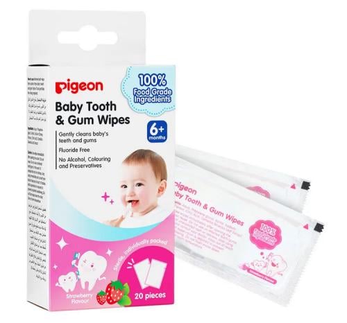 PIGEON BABY TOOTH & GUM WIPES STRAWBERRY 20 PCS