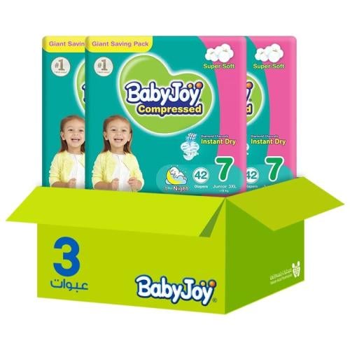 Baby Joy Diapers Value Pack Size [7] 42 Pieces * 3 Packs | Value Box