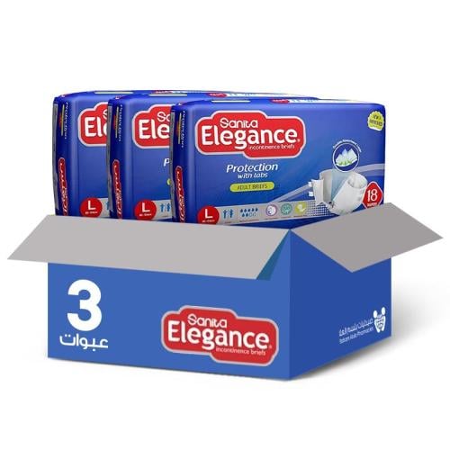 Elegance Adult Diapers Large 18 Pieces * 3 Packs | Savings Box