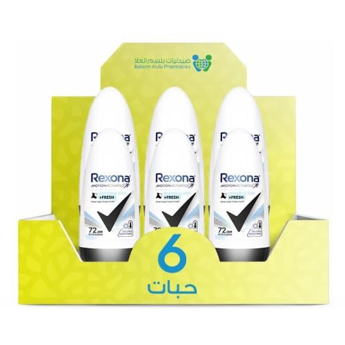 Rexona Motion Activated Invisible Dry+Fresh Roll-On Deodorant, Imported, 45ml *6 Pack | Value Box