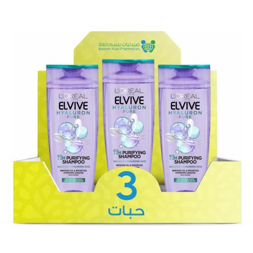 L'Oréal Elvive Hyaluron Pure Shampoo 600ml *3 Pack | Value Box