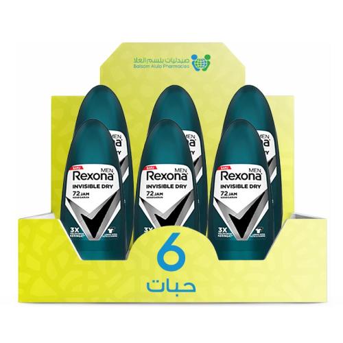 Rexona Men's Invisible Dry Roll-On Deodorant, Imported, 45ml *6 Pack | Value Box