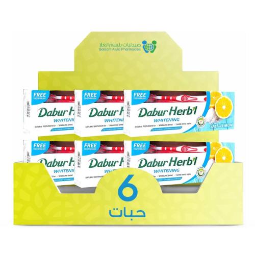 Dabur Herbs Salt & Lemon Toothpaste + Free Brush *6 Pack | Value Box