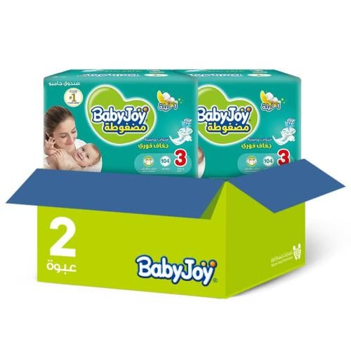 Baby Joy Baby Diapers Box Size [3] 104 Pieces | Double Pack