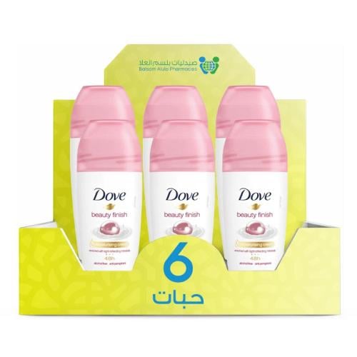 Dove Beauty Finish Roll-On Deodorant, Imported, 50ml *6 Pack | Value Box
