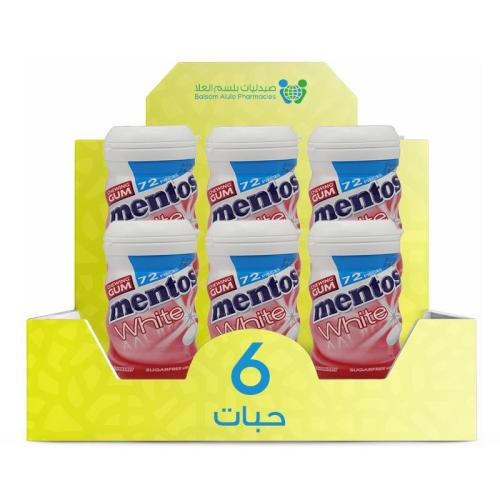 Mentos White Strawberry Chewing Gum 72 Pieces * 6 Pieces | Value Box