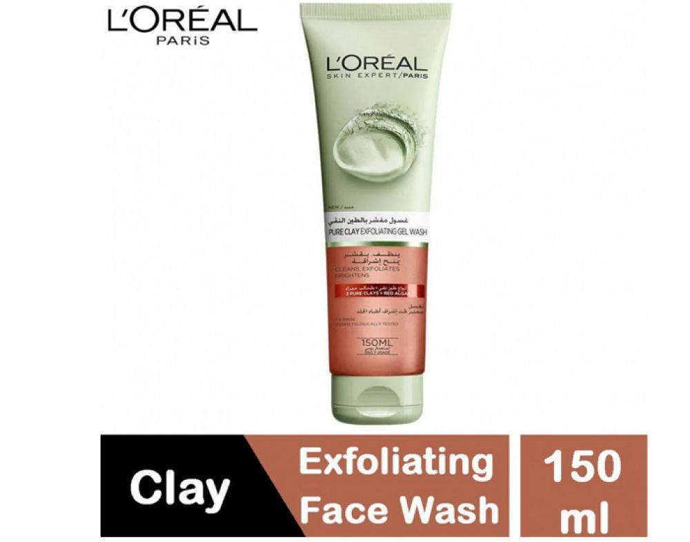 لوريال غسول مقشر للبشرة بالطين النقي والطحالب الحمراء 150 مل