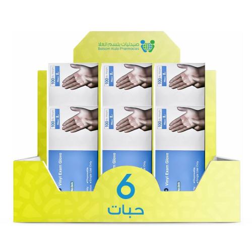 100 Large Transparent Vinyl Gloves (6 pieces) | Value Box
