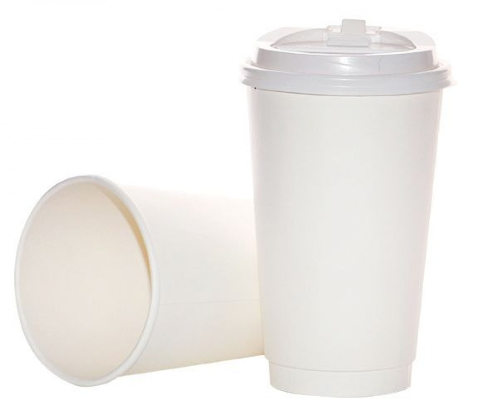 كاسات كبتشينو 16 اونص ابيض دبل مع الغطاء  كرتون شد 500 كوب | 20 ربطة * 25 حبة