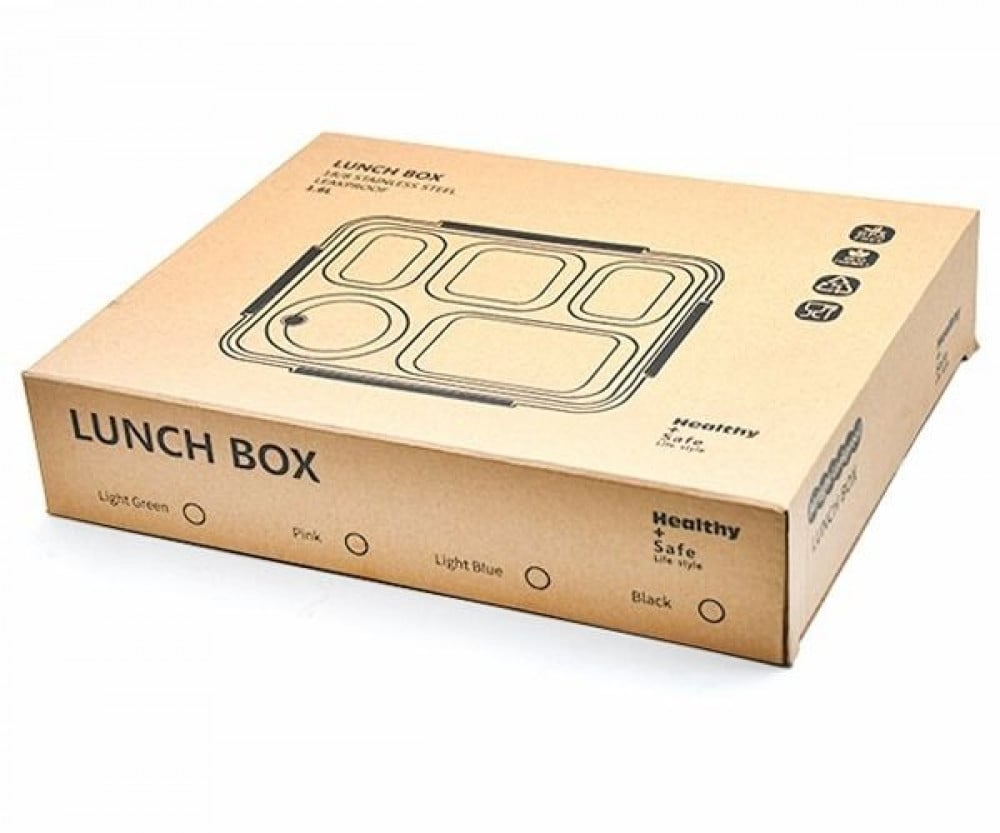 حافظة طعام استيل مقسم 5 استيل شد 32 حبة لون رصاصي