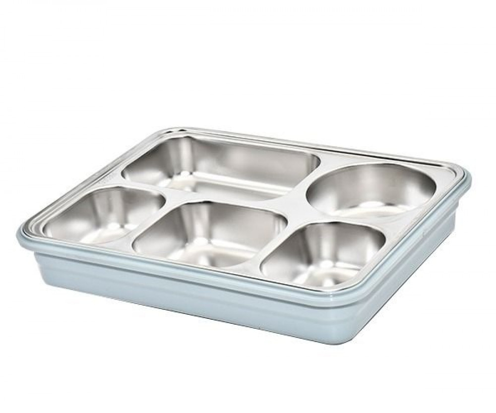 حافظة طعام استيل مقسم 5 استيل شد 32 حبة لون رصاصي