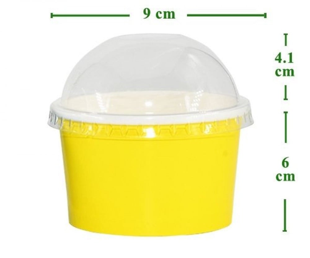 اكواب ورقيه للايسكريم ملون 8 اونص مع الغطاء  كرتون شد1000حبه