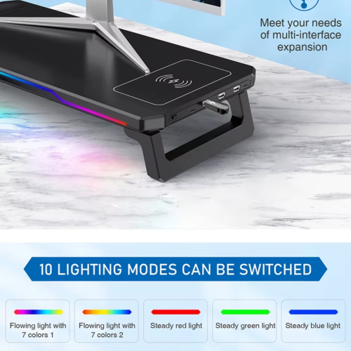 حامل شاشة ألمنيوم RGB مع 3 منافذ USB لنقل البيانات...