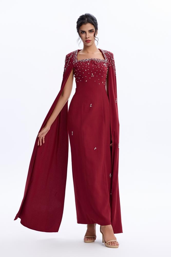 فستان سهرة عنابي