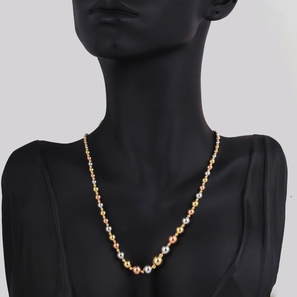 عقد ذهب بكورات ملونة متعددة المقاسات ( عيار 18)