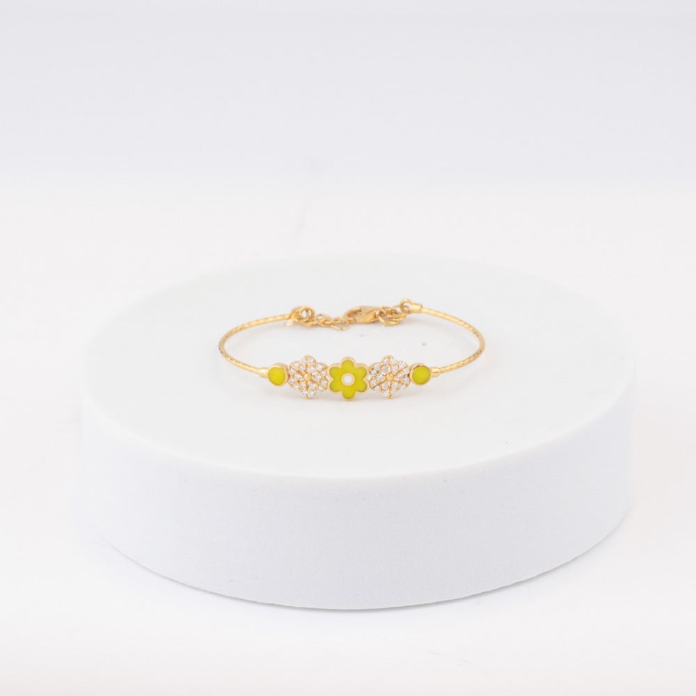 اسوارة ذهب اطفال  الورود الصفراء  ( عيار18)