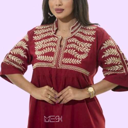 جلابيه ميدي بتطريز ناعم