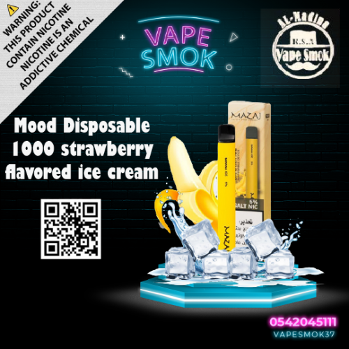 Mood Disposable 1000 strawberry flavored ice cream - Vibe Medina