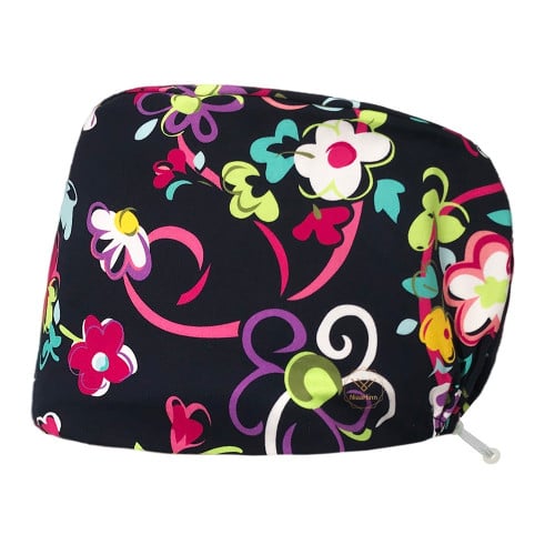 باندانا جراحية للشعر الطويل ورود أسود كاب Surgical Cap