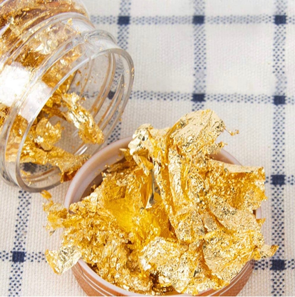 رقائق اوراق ذهبية للزينة غير صالحة للاكل من فريووك لتزيين الاطباق برقائق الذهب الاصلية بوزن 3 غرام لتزين الطبخ والكعك والشكولاتة والديكورات والمنتجات الصحية