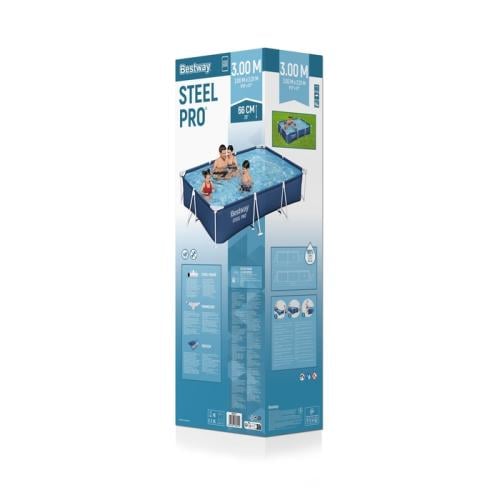 مسبح مستطيل عائلي 3.00م×2.00م×66سم Bestway Steel P...