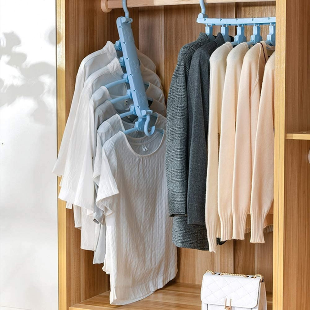 The distinctive clothes hanger with 8 foldable hangers organizes