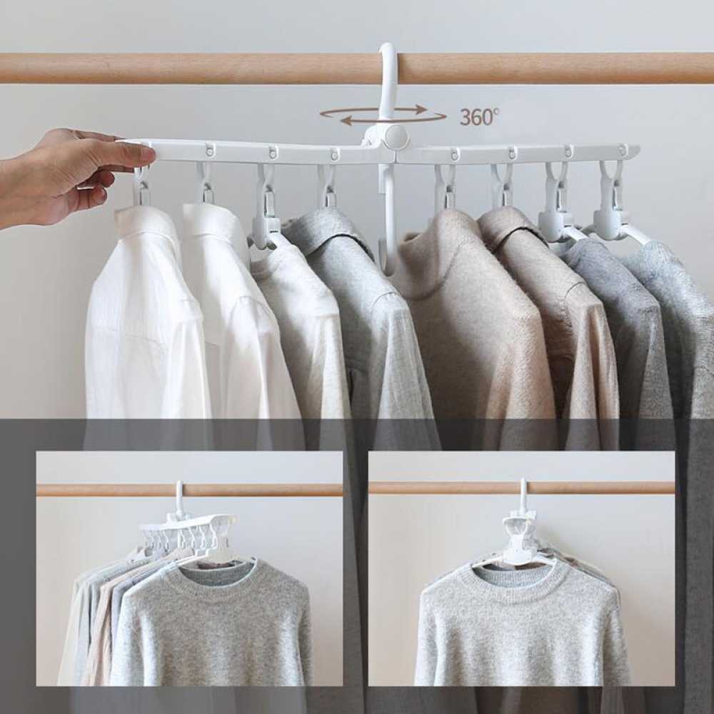 The distinctive clothes hanger with 8 foldable hangers organizes