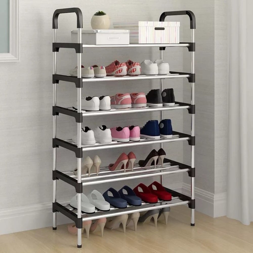 Shoe organizer with shelves of 6 black multi-functional floors - DVINA  online shopping for household utensils home decor flowers