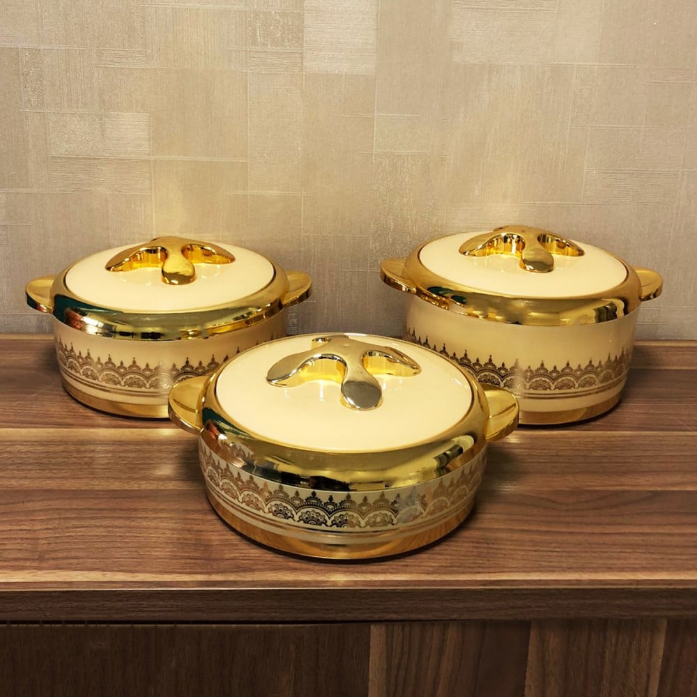 Food Container Set Of 3 Pieces 1.5L 2L 2.5L Beige/Gold - DVINA ...