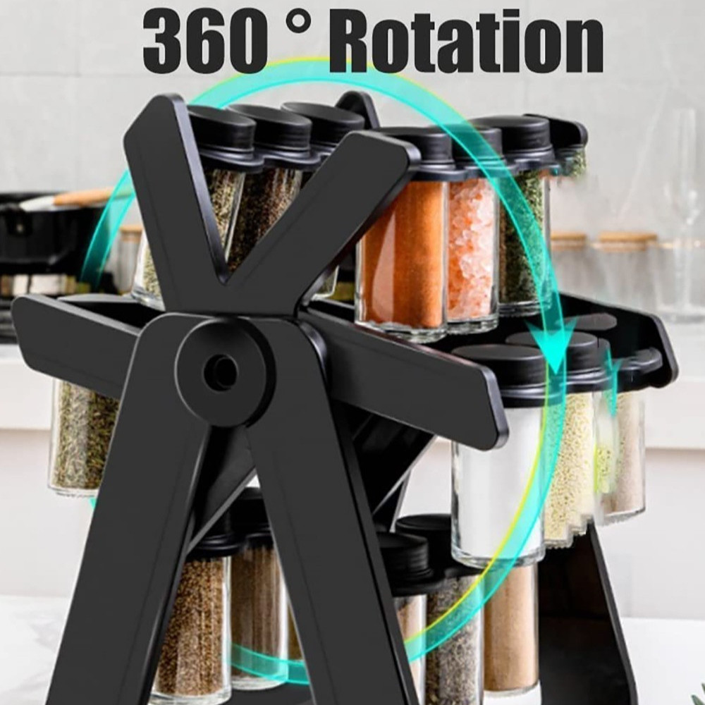 360° Rotating Spice Rack Kitchen Organizer with 18 Jars Seasoning