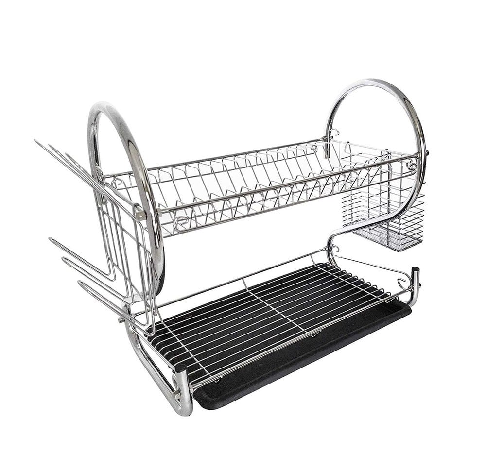 Dish Drying Rack - 2 Tier Dish Drying Rack And Drainboard For