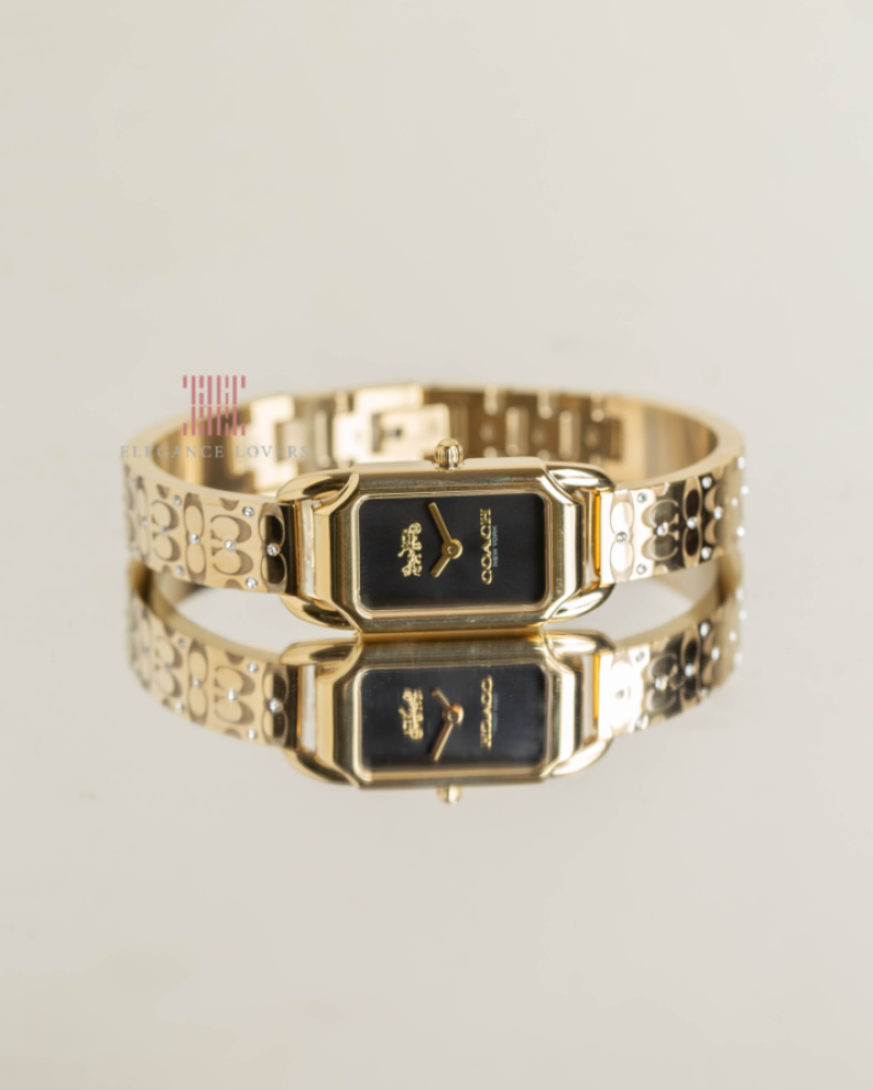 ساعة نسائية كريستال ماركة كوتش - Cadie Gold/Black Dial