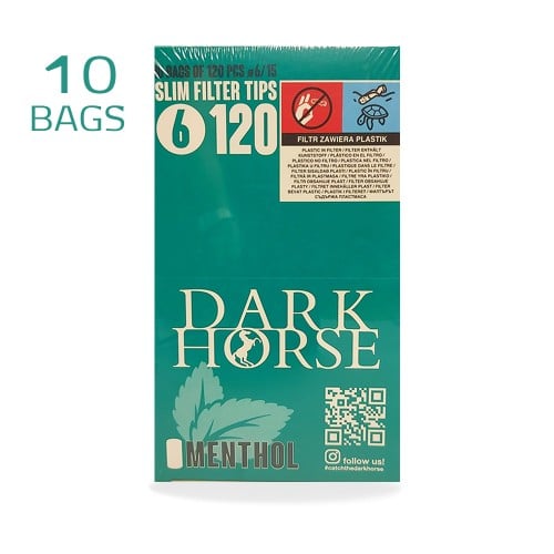 DARK HORSE SLIM FILTER TIPS MENTHOL 10 BAGS of 120 PCS 6/15 MM