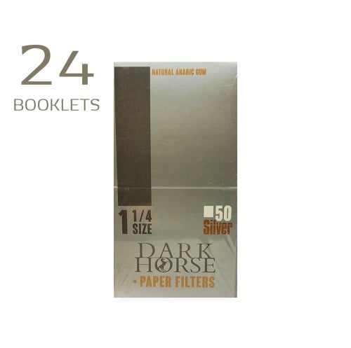 DARK HORSE Silver 1 1/4 SIZE (LEAVES & PAPER FILTERS) 24 BOOKLETS