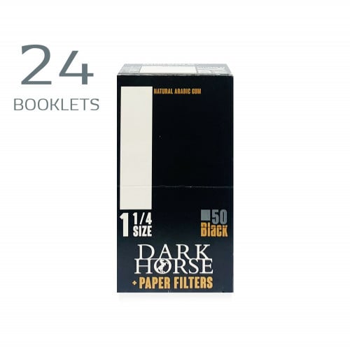 DARK HORSE Black 1 1/4 SIZE (LEAVES & PAPER FILTERS) 24 BOOKLETS