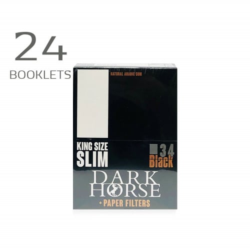 DARK HORSE Black KING SIZE SLIM (LEAVES & PAPER FILTERS) 24 BOOKLETS