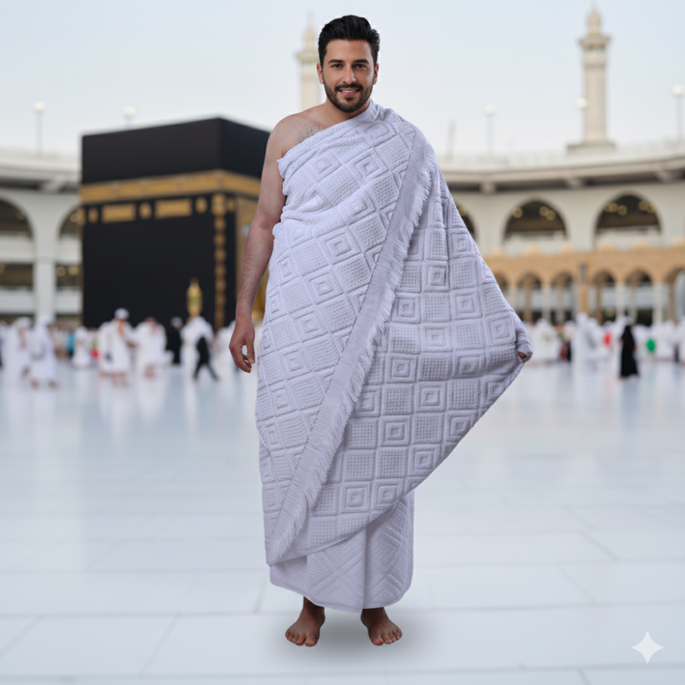 ثوب احرام ملكي قطن 100% مغاط