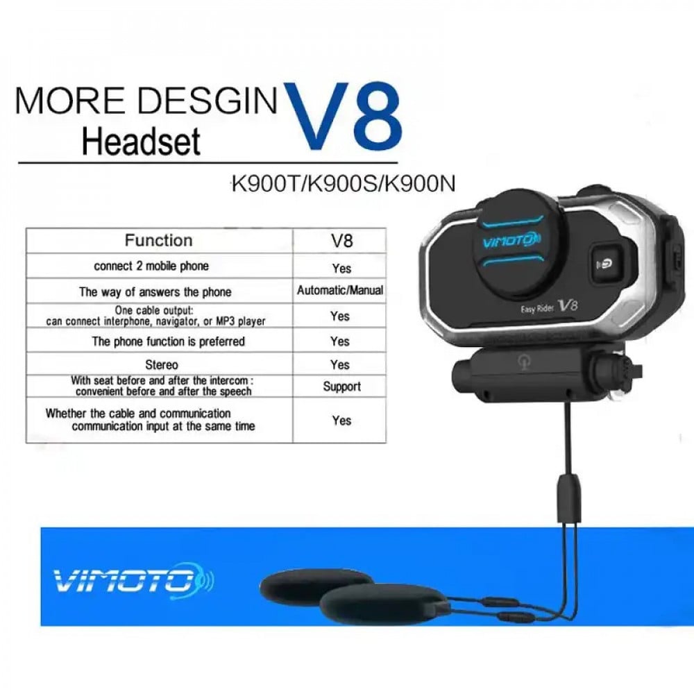 سماعة خوذة بلوتوث VIMOTO V8