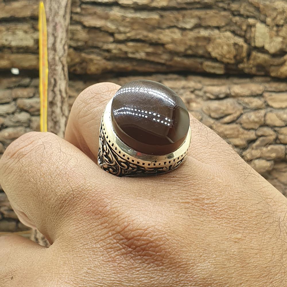 خاتم عقيق كرزي مزعفر صياغه برتاش قلم زني عرفان