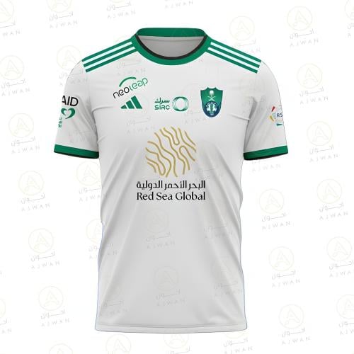 تيشيرت الاهلي السعودي لون أبيض مقاس ولادي شبابي رج...
