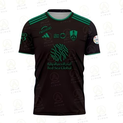تيشيرت الاهلي السعودي لون أسود مقاس ولادي شبابي رج...
