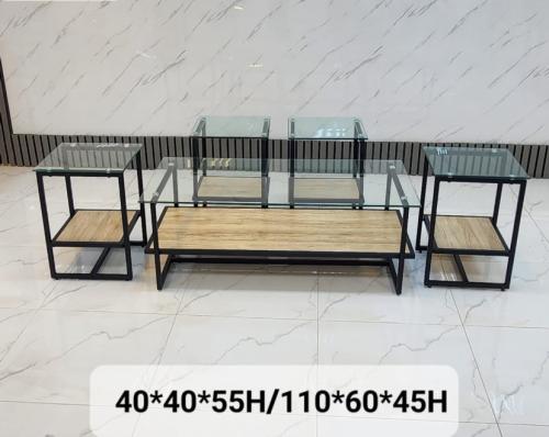 ‏طقم طاولة شاي 4+1 لون سكري