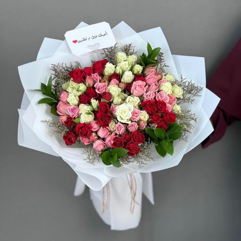 باقة ورد طبيعي توليفة الوان