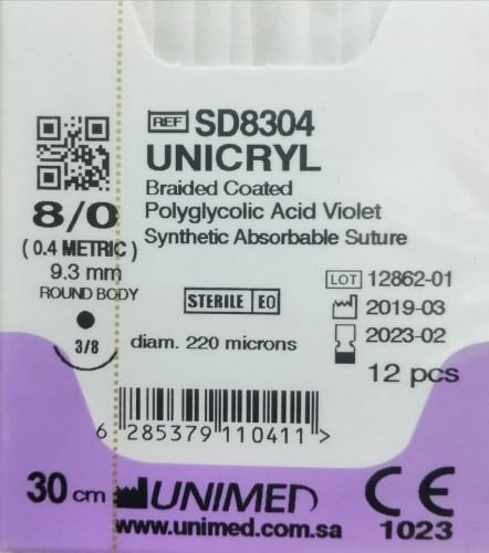 خيط فيكريل VICRYL 8/0 9.3MM 3/8C ROUND