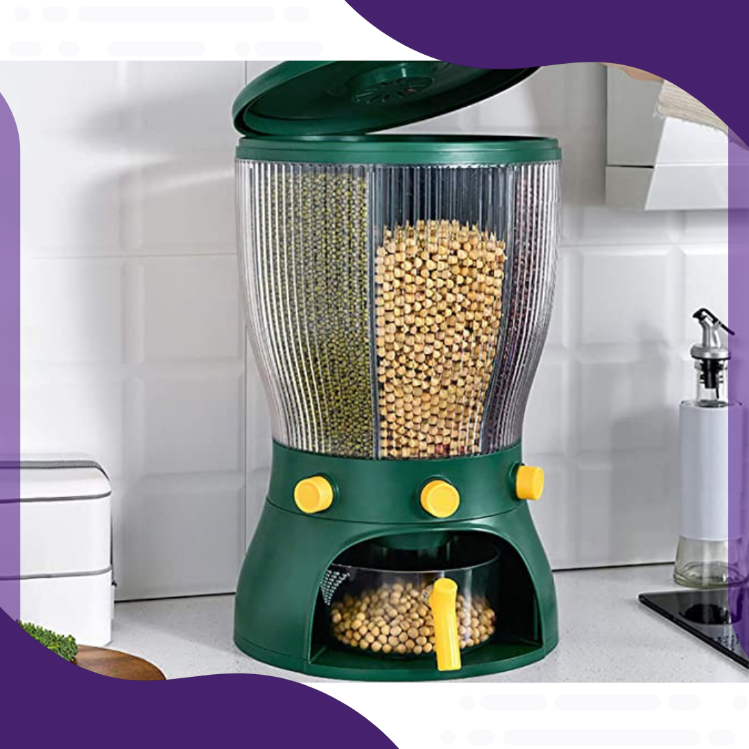 موزع لتخزين الأرز والحبوب قابل للدوران بـ 4 أقسام (Model-E)