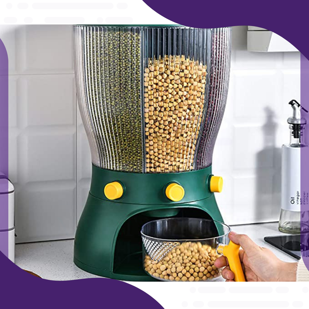 موزع لتخزين الأرز والحبوب قابل للدوران بـ 4 أقسام (Model-E)