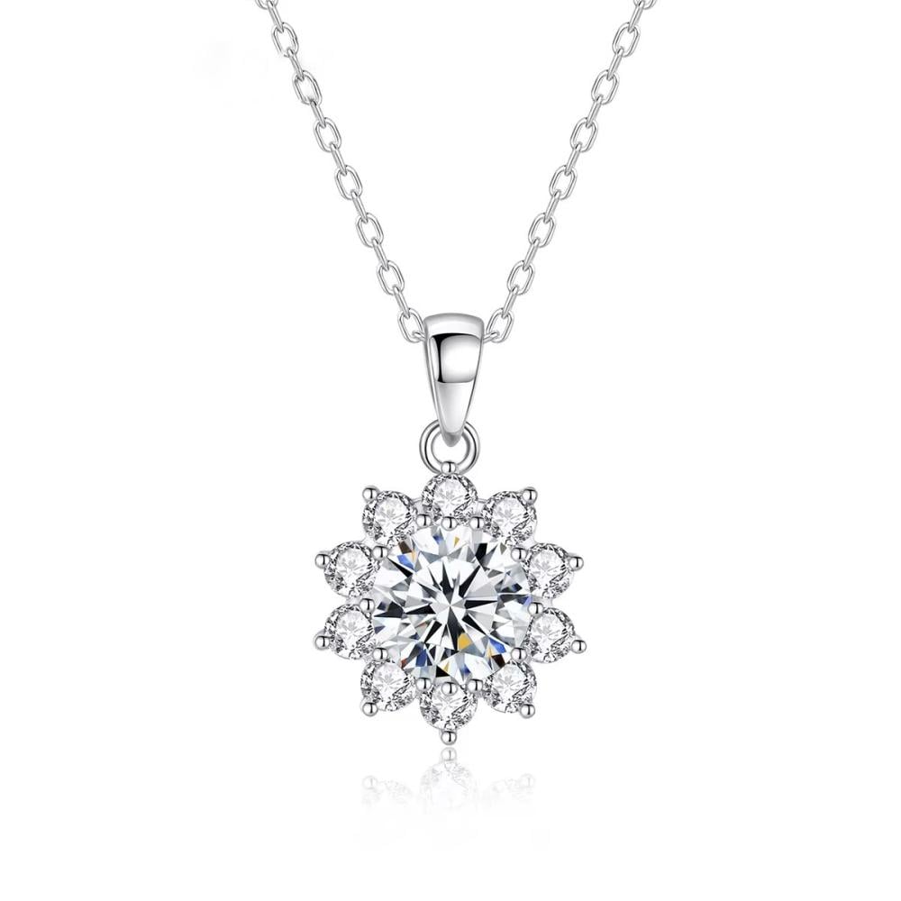 سلسال فضة على شكل زهرة كريستال وزركون